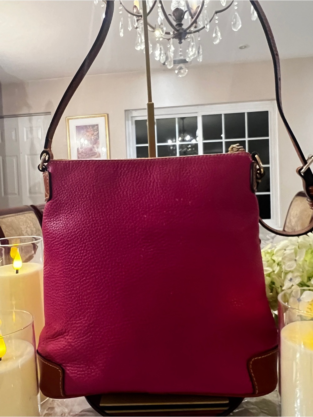 Dooney & Bourke Fuchsia Pink Pebbled Leather Shoulder Crossbody Bag - Picture 6 of 13
